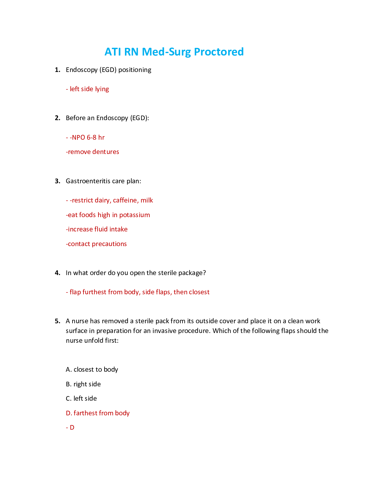 Preview image for ATI RN Med-Surg Proctored Exam Review. Latest 2021